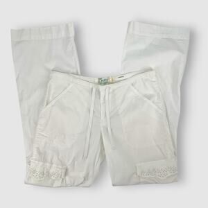 Y2k Old Navy White Eyelet Trim Cargo Pants Women’s Size 6 Regular Stretch